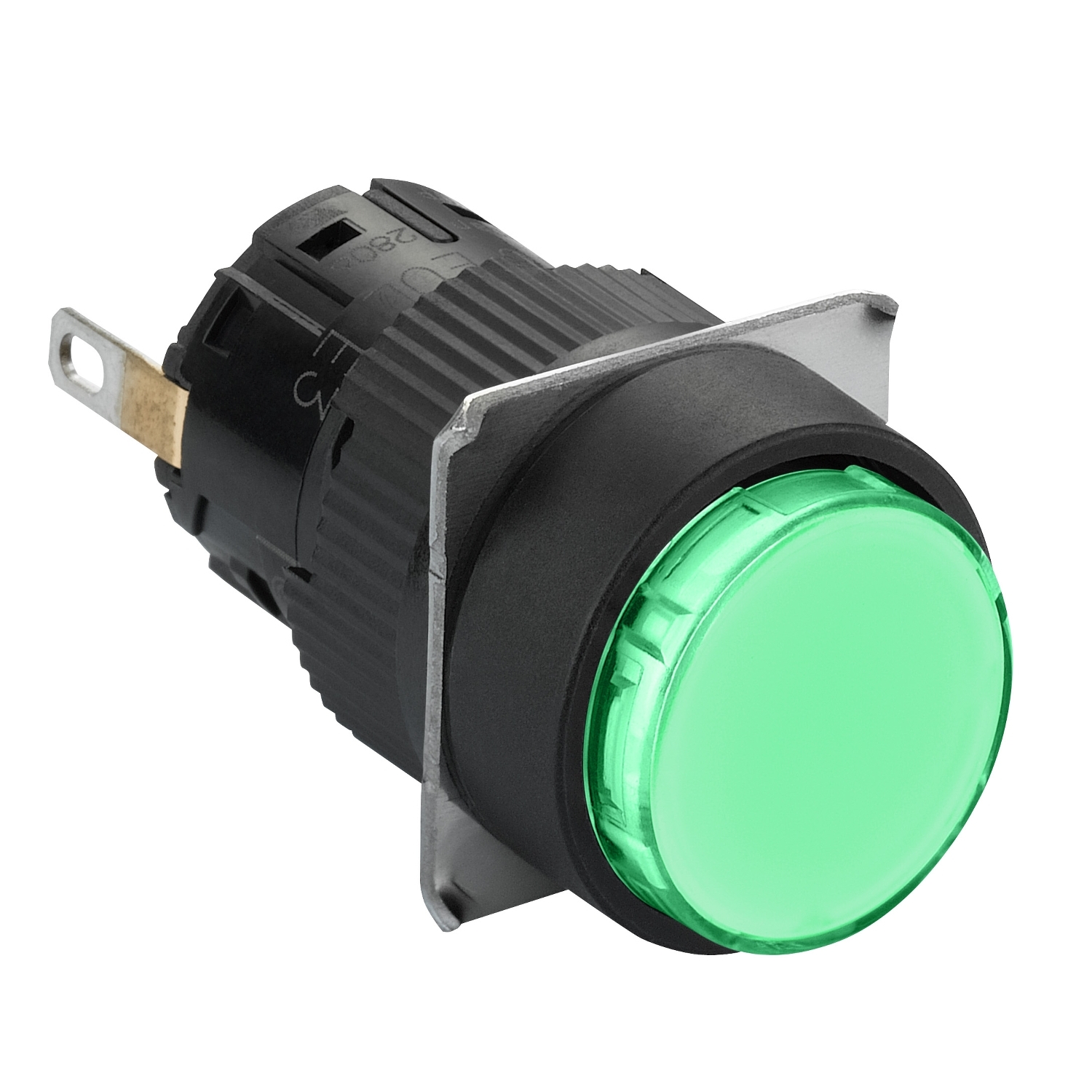Piloto rodada ø16 luz - ip65 - verde - integrante led 24vdcpolarised - conector