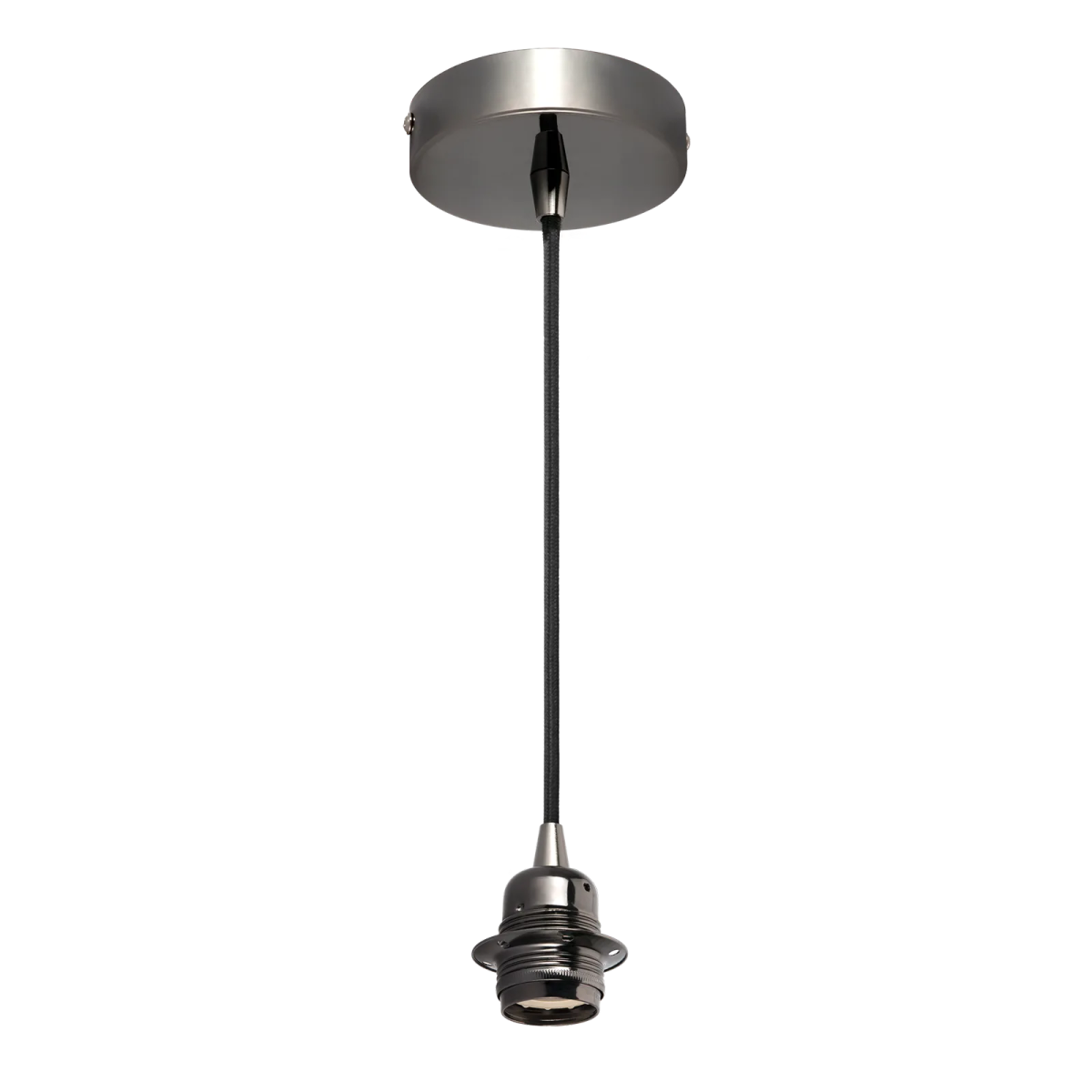 SUSPENSÃO METÁLICA COM SUPORTE COM ANILHA E27 PRETO